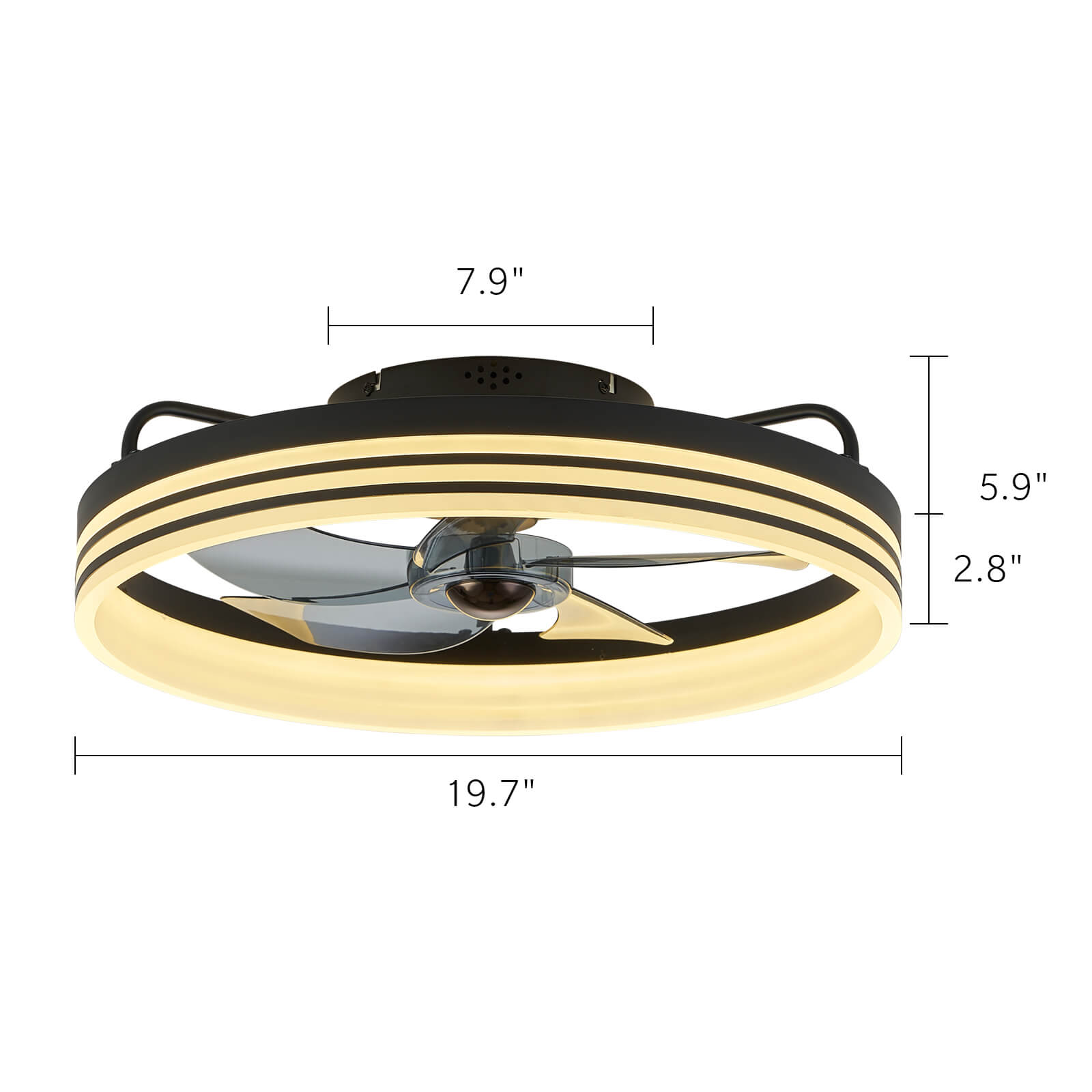 Modern Striated Black Fandelier