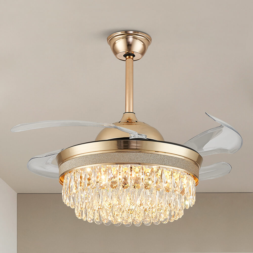 Top Rated French Golden Crystal Retractable Fandelier