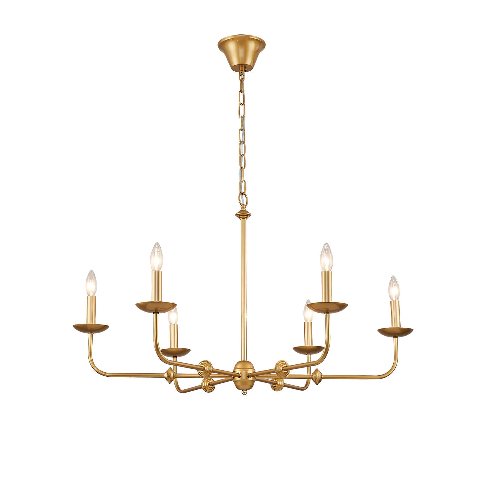 Gold Courtly Round Candle Chandelier 6 lights