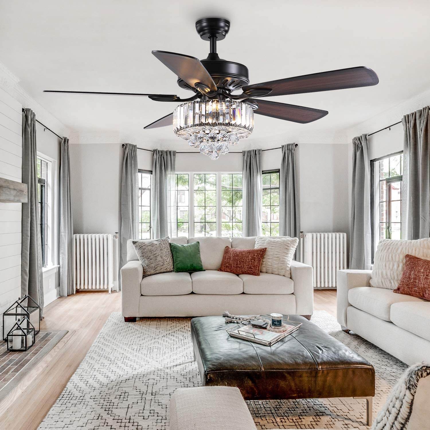 MOOONI-Ceiling-Fan-Light-Matte-Black-Finish-Vertical-Crystal-Fandelier-52“-Living-Room