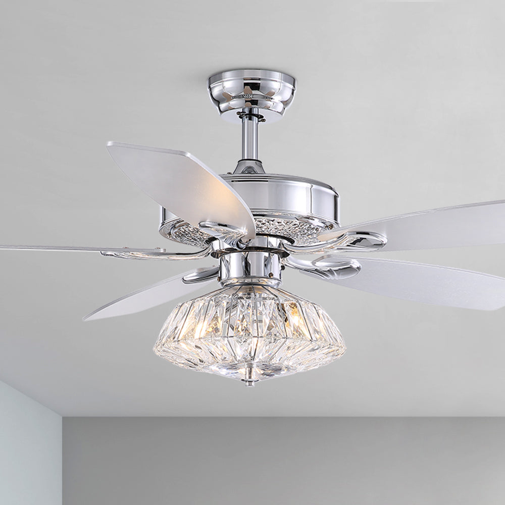 Trapezoidal Crystal Strip Crystal Chrome Fan Chandelier