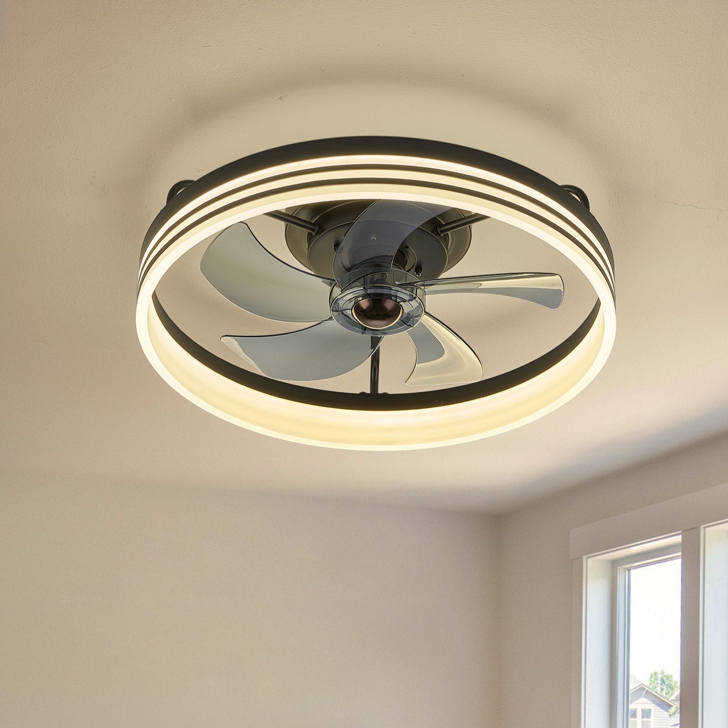 Modern Striated Black Fandelier