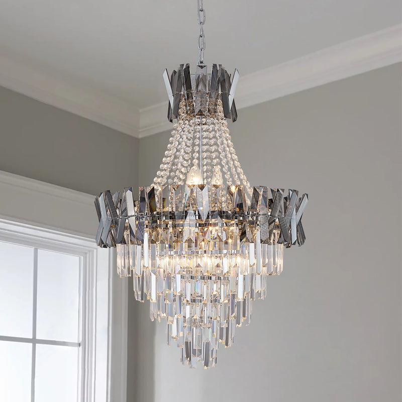Victoria Deep Gray Metal Frame Crystal Chandelier