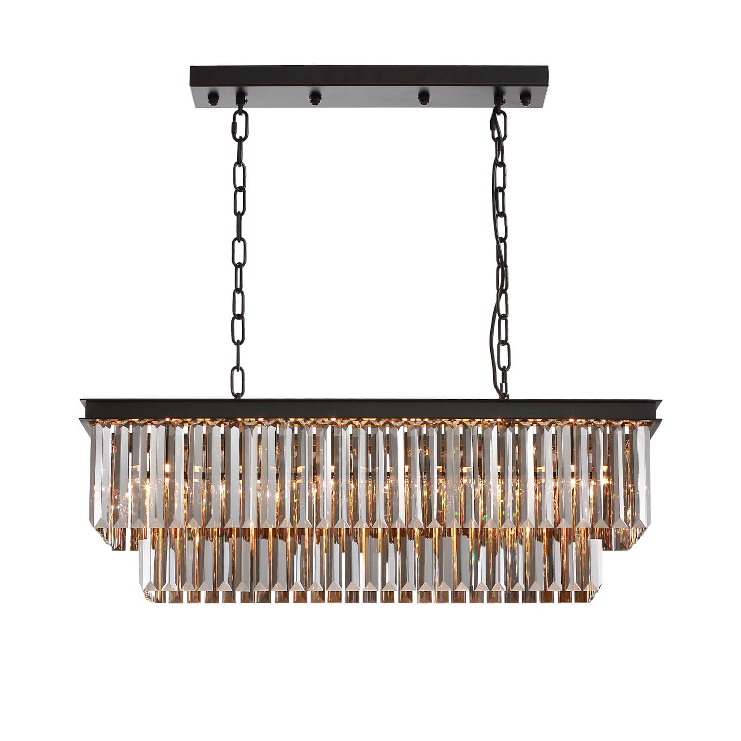 Modern-Matte-Black-Black-Rectangular-Metal-Frame-Crystal-Chandelier