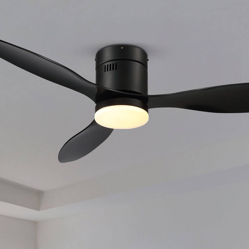 MOOONI-Ceiling-Fan-LED Strip-Matte-Black-Lampshade-Black-Wood-Blades