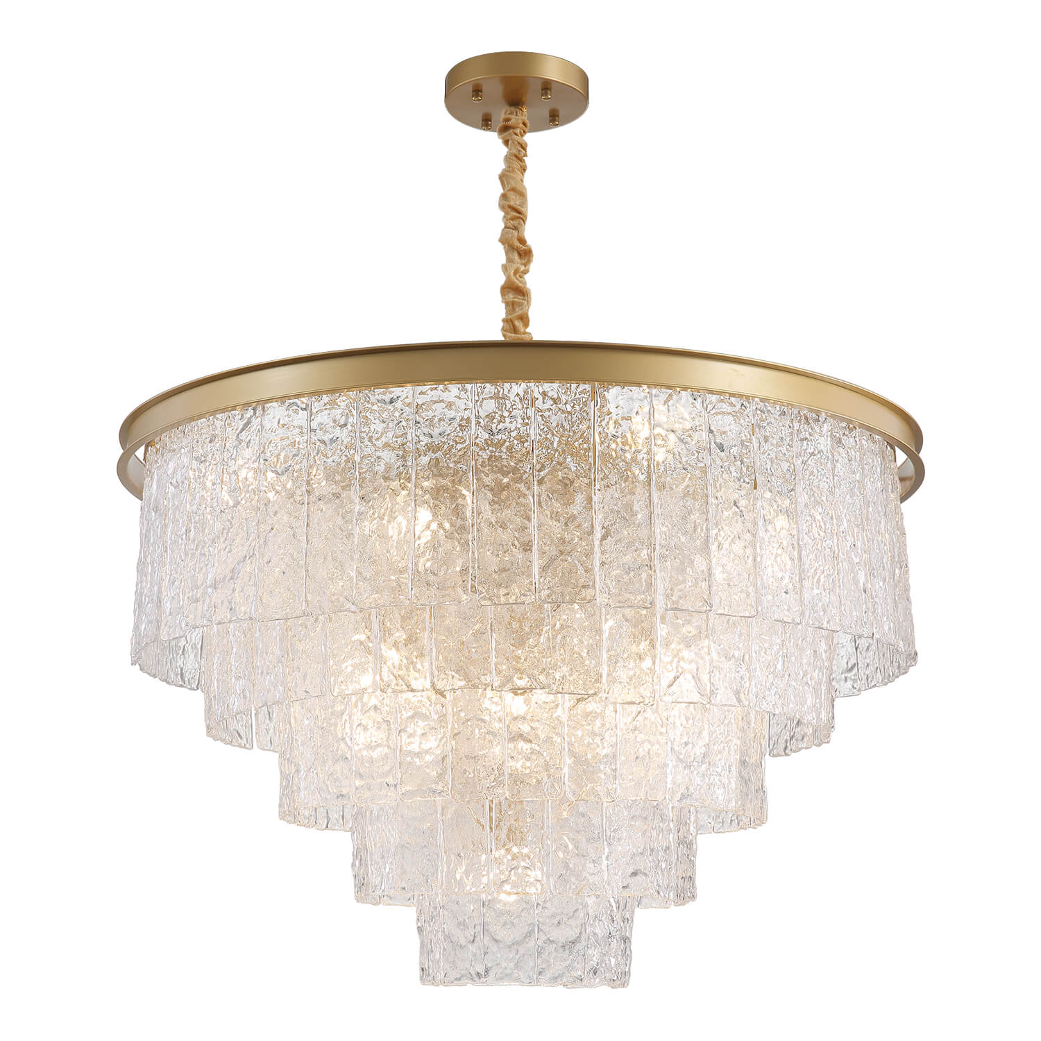 Golden Iron Art 5-Layer Glass Bar Round Chandelier
