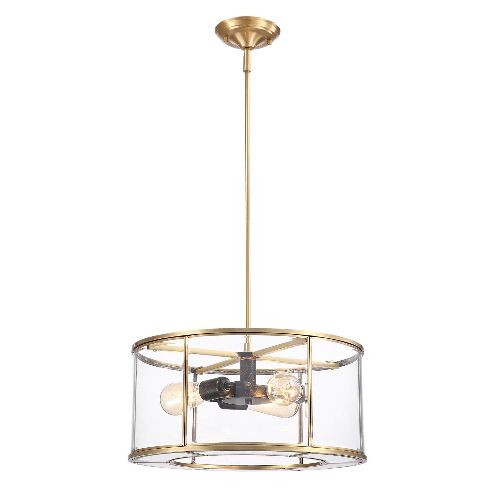 Round Glass Transparent Gold Frame Chandelier