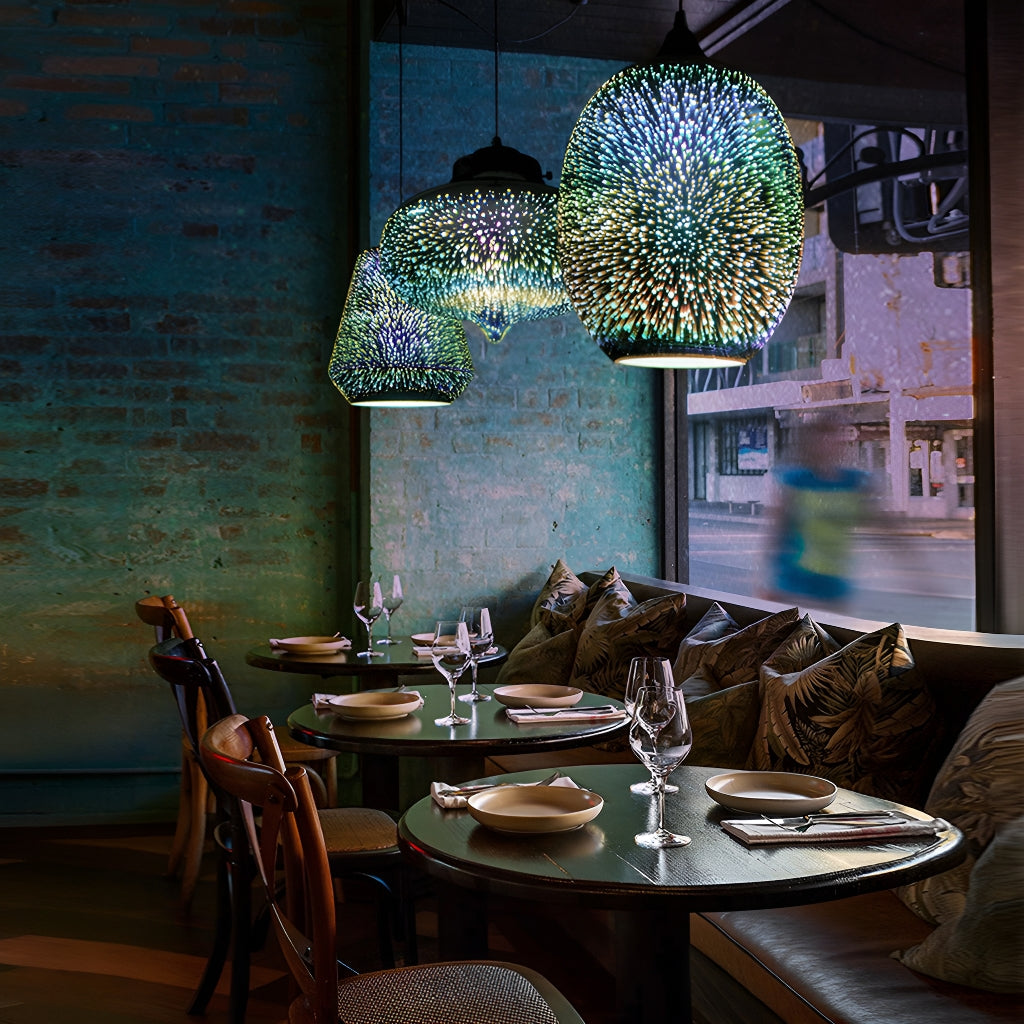 3 Lights 3D Colorful Glass Fireworks ART Pendant Light-dining-room-1| Sofary