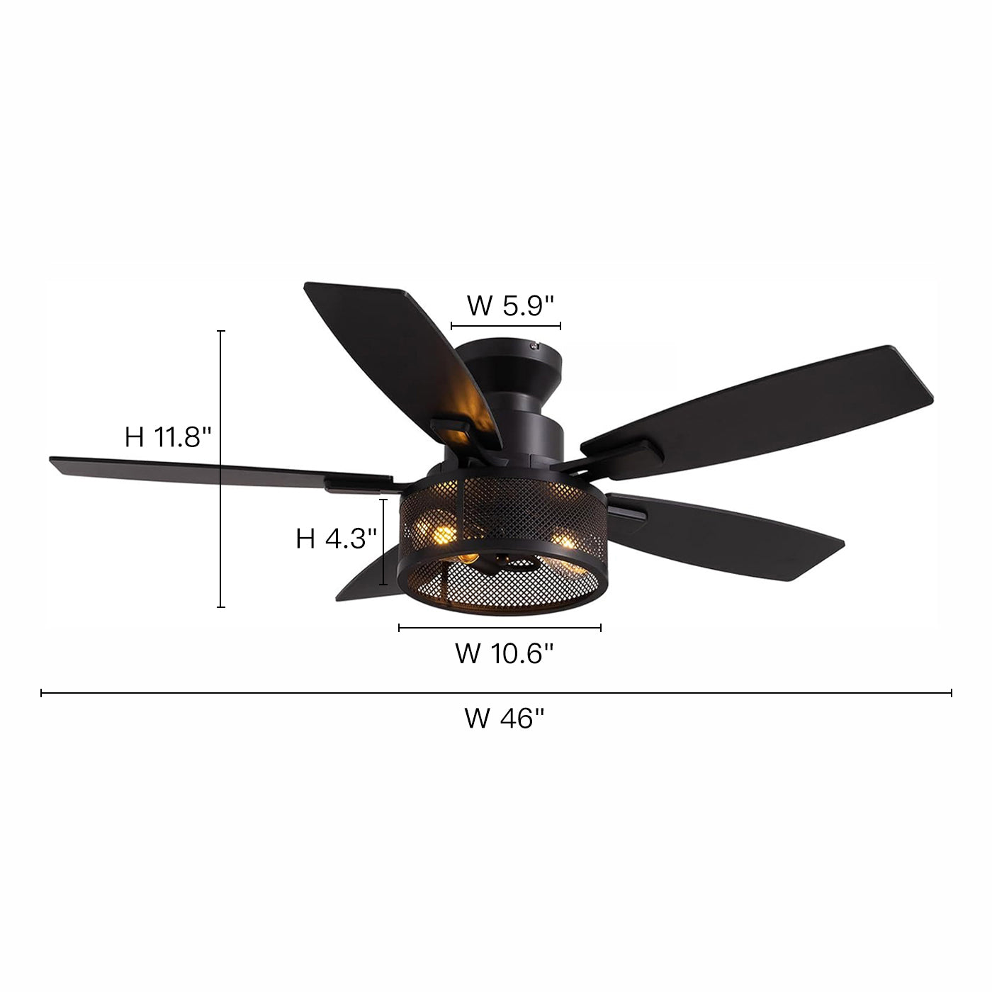 Brise 46" Farmhouse Cage Ceiling Fan with Light [Flush Mount]