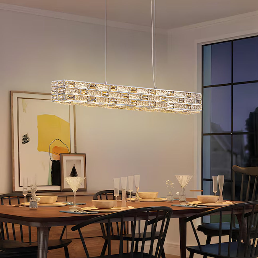CrystalGlow Modern Linear Chandelier - Siljoy Lighting