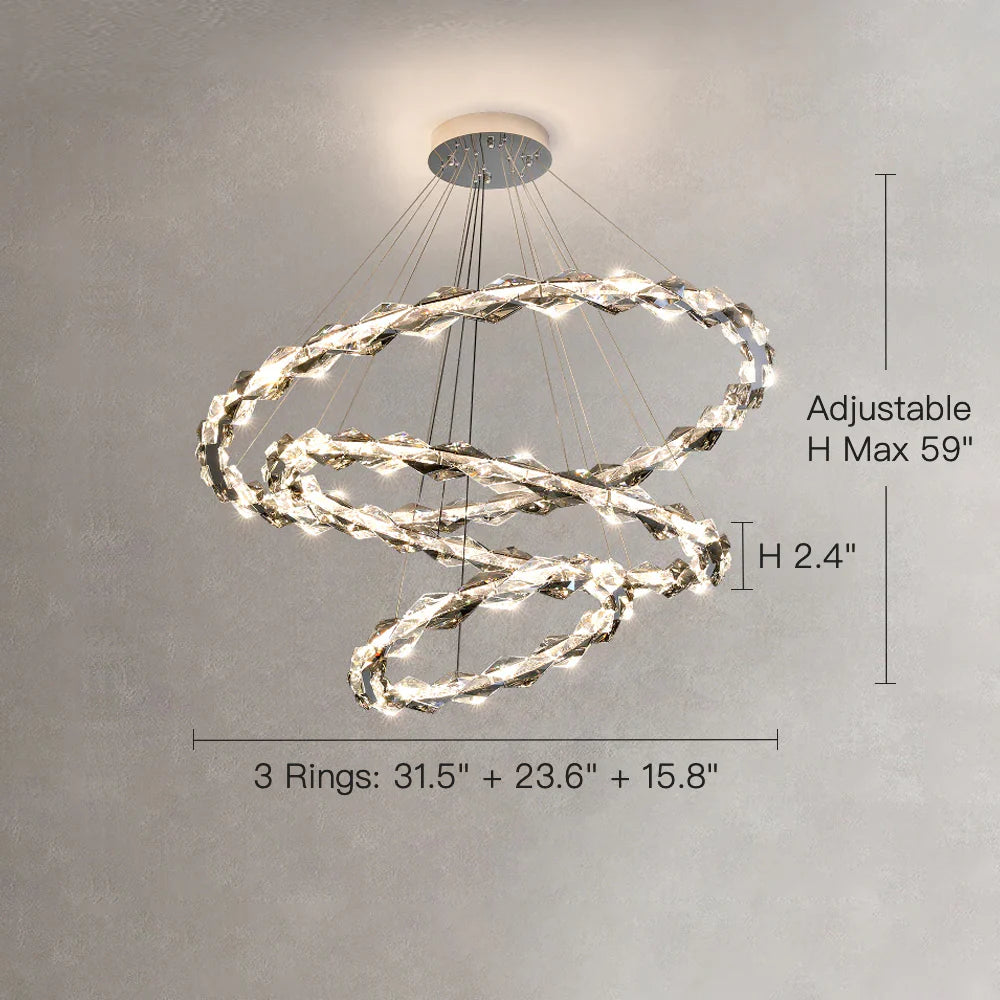 Crystal Ring Chandelier with Faceted Edge Design – Available in Multiple Sizes | Sofary Lighting