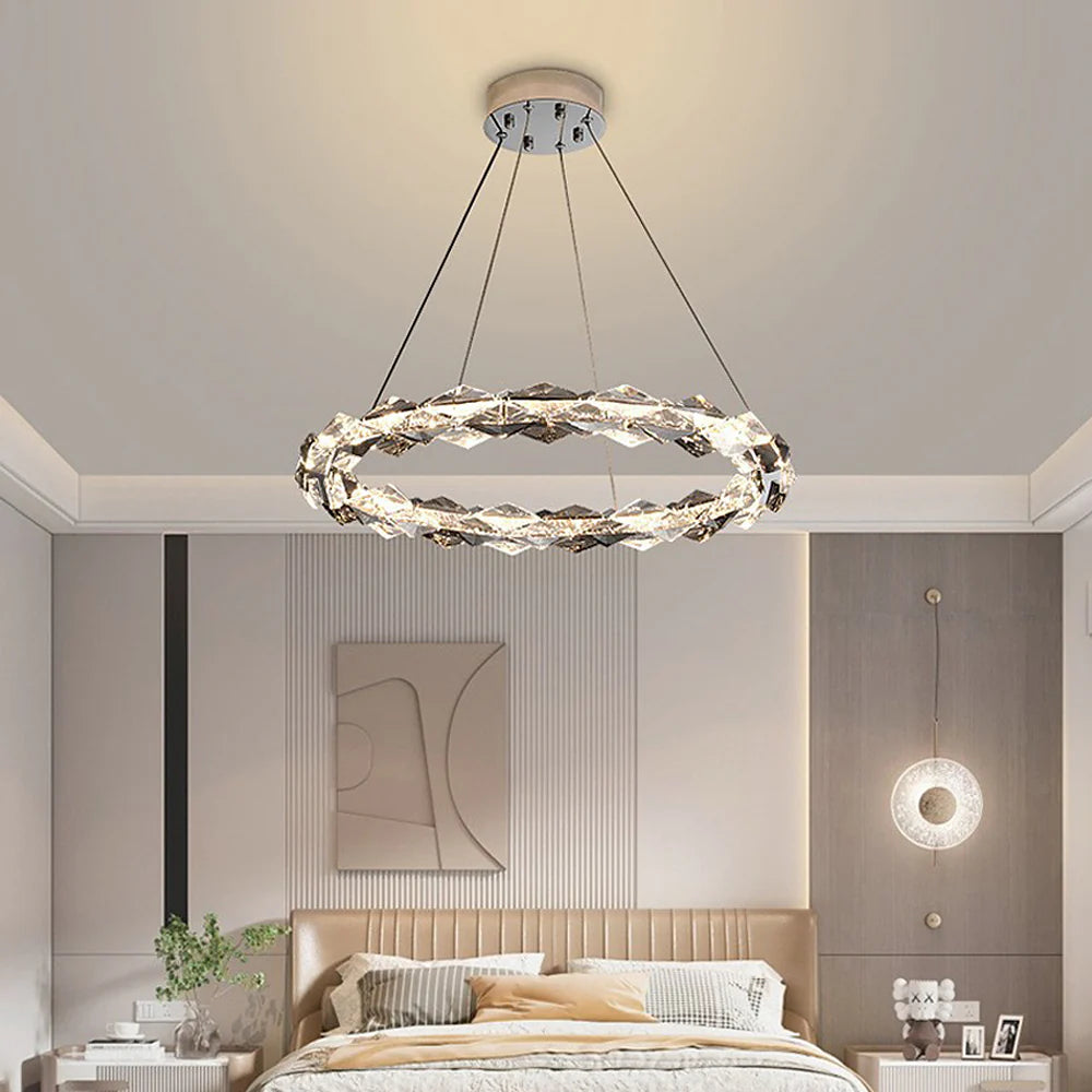 Crystal Ring Chandelier with Faceted Edge Design – Available in Multiple Sizes | Sofary Lighting