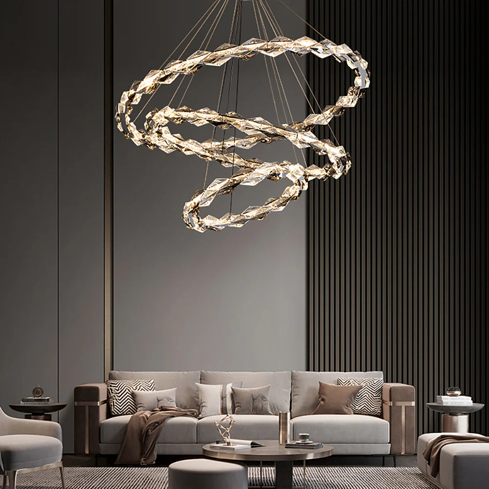 Crystal Ring Chandelier with Faceted Edge Design – Available in Multiple Sizes | Sofary Lighting