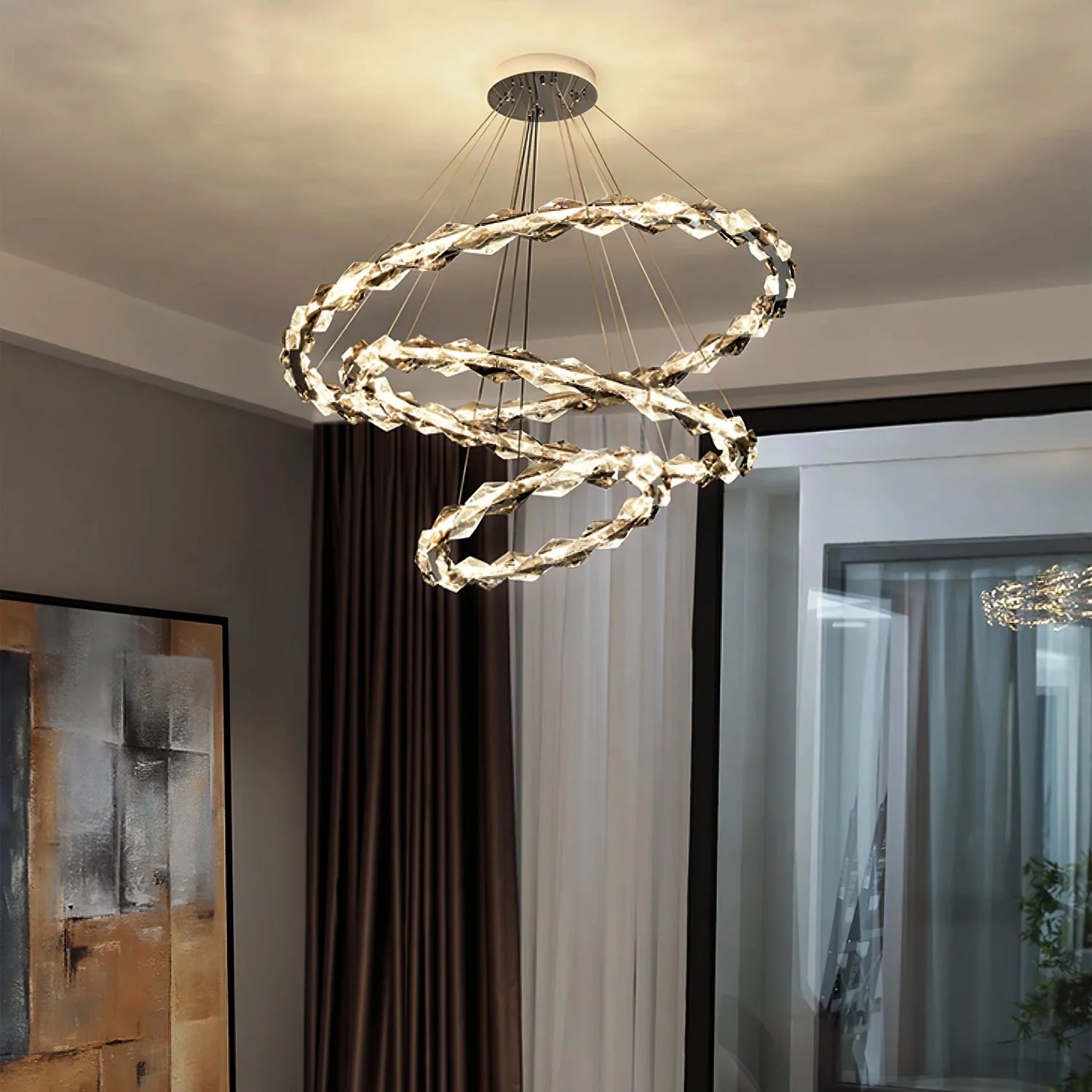 Crystal Ring Chandelier with Faceted Edge Design – Available in Multiple Sizes | Sofary Lighting