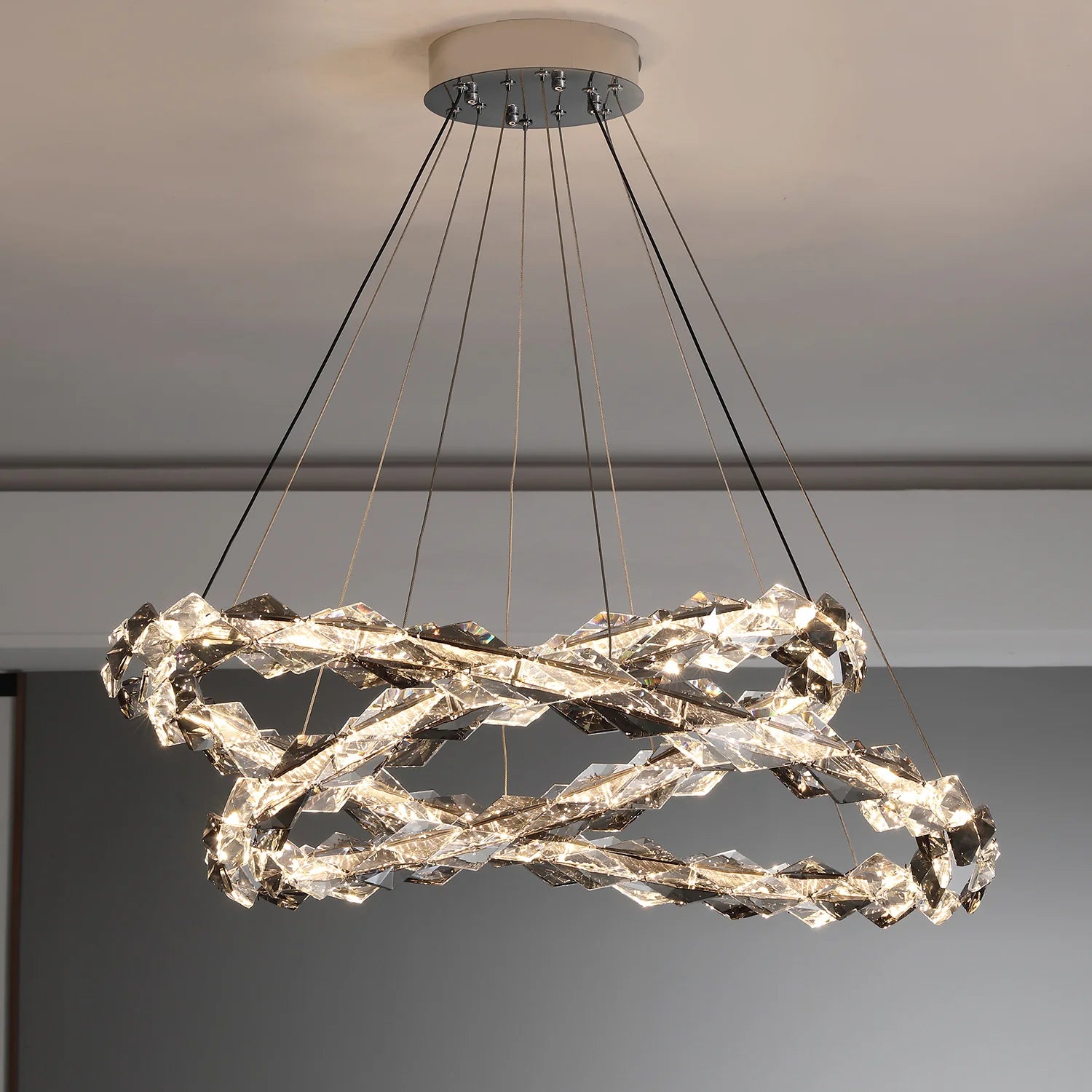 Crystal Ring Chandelier with Faceted Edge Design – Available in Multiple Sizes | Sofary Lighting