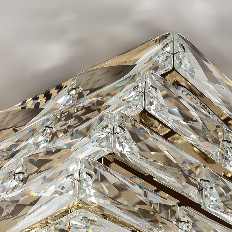 Multi-layer Square Crystal Chandelier - Ceiling Light