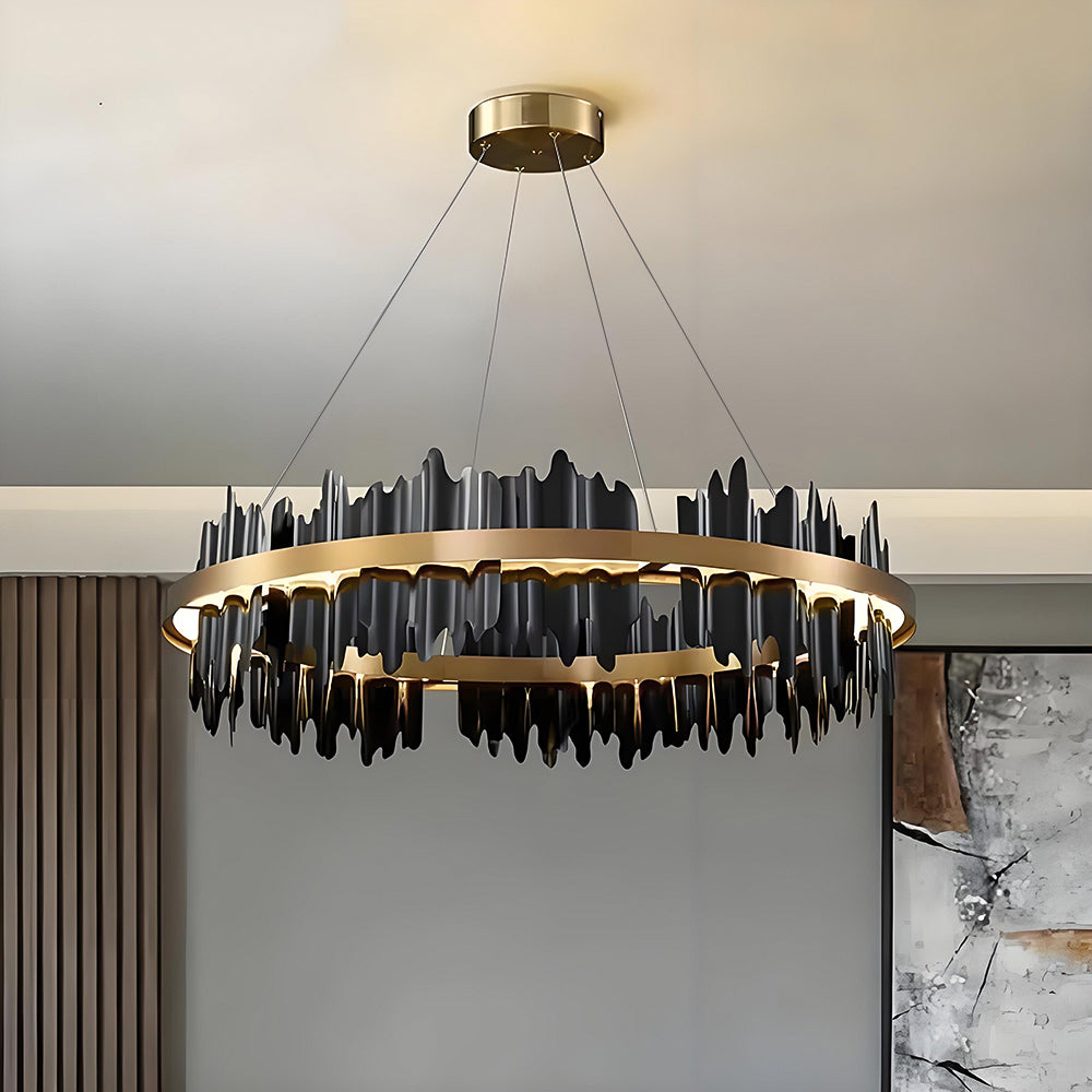 Iceberg-Round-Modern-Gold-Black-Chandelier-Siljoy Lighting