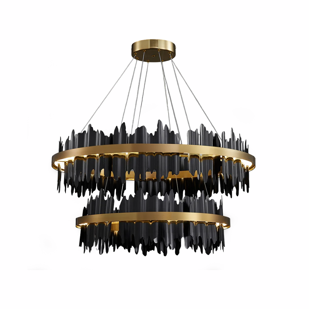 Iceberg-Round-Modern-Gold-Black-Chandelier-Siljoy Lighting