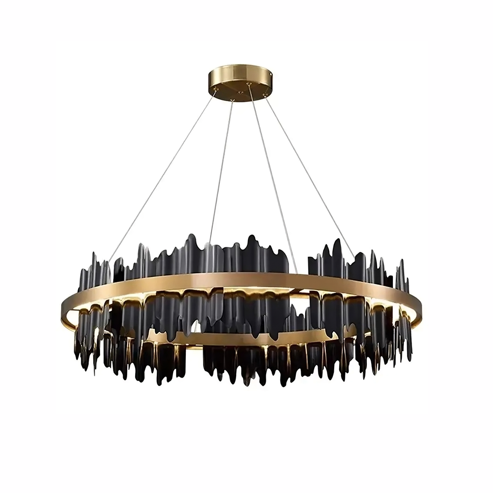 Iceberg-Round-Modern-Gold-Black-Chandelier-Siljoy Lighting