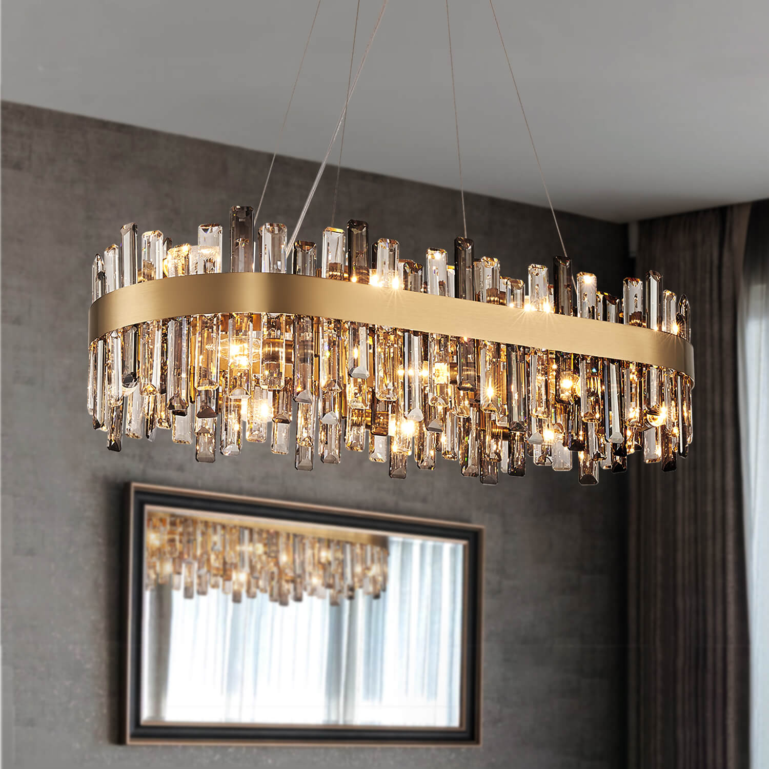 Luxora Elegance Gold Dual-tone Crystal Chandelier