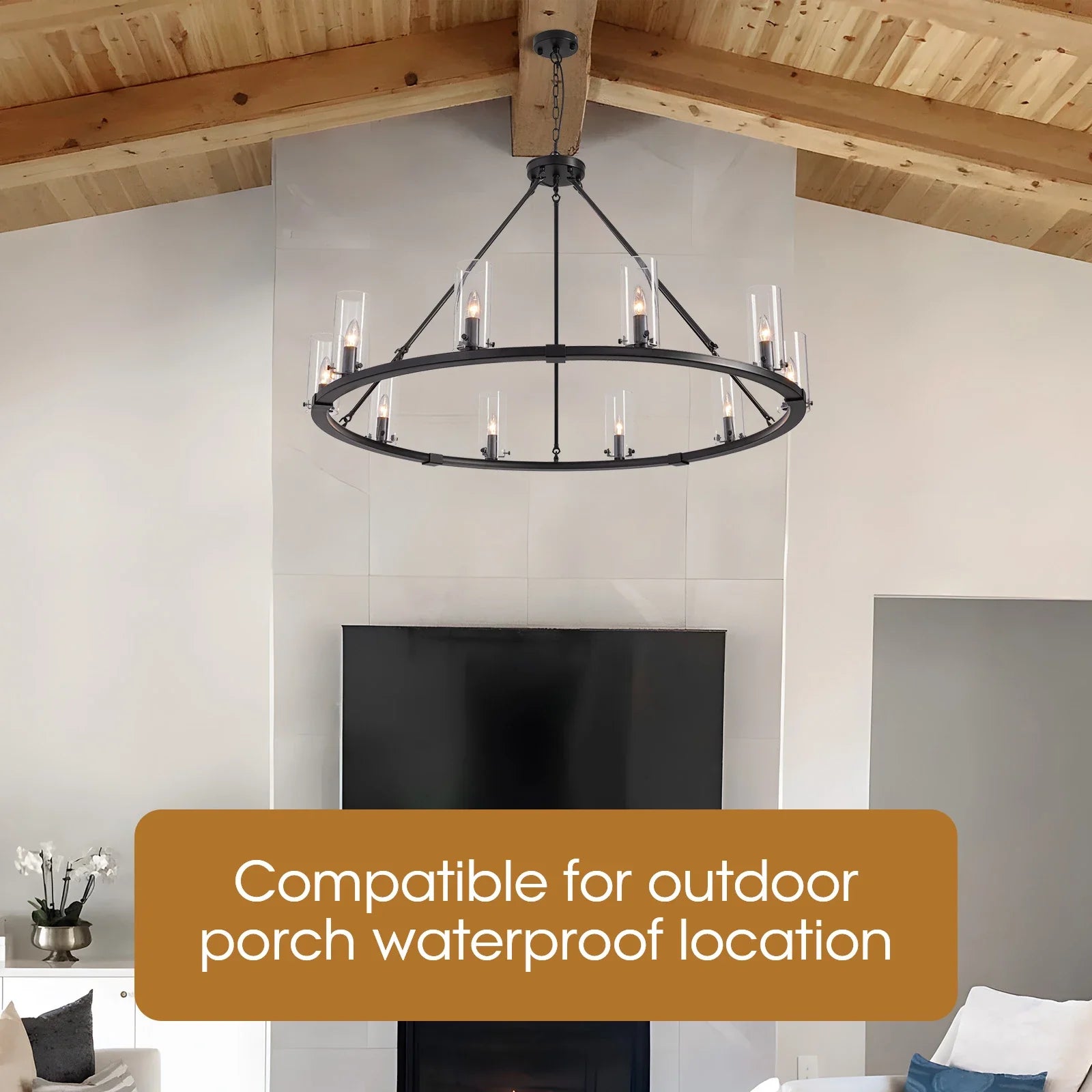 Modern Black Round Farmhouse Chandelier-Sofary Lighting