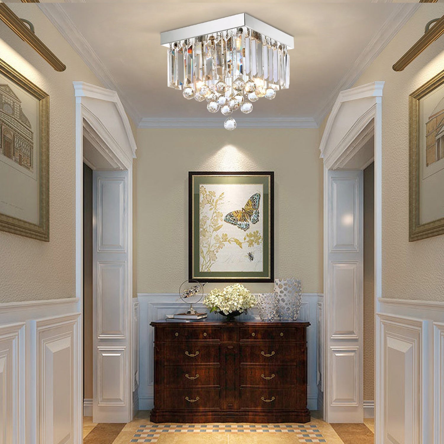 Modern Crystal Raindrop Ceiling Lighting With Warm Light