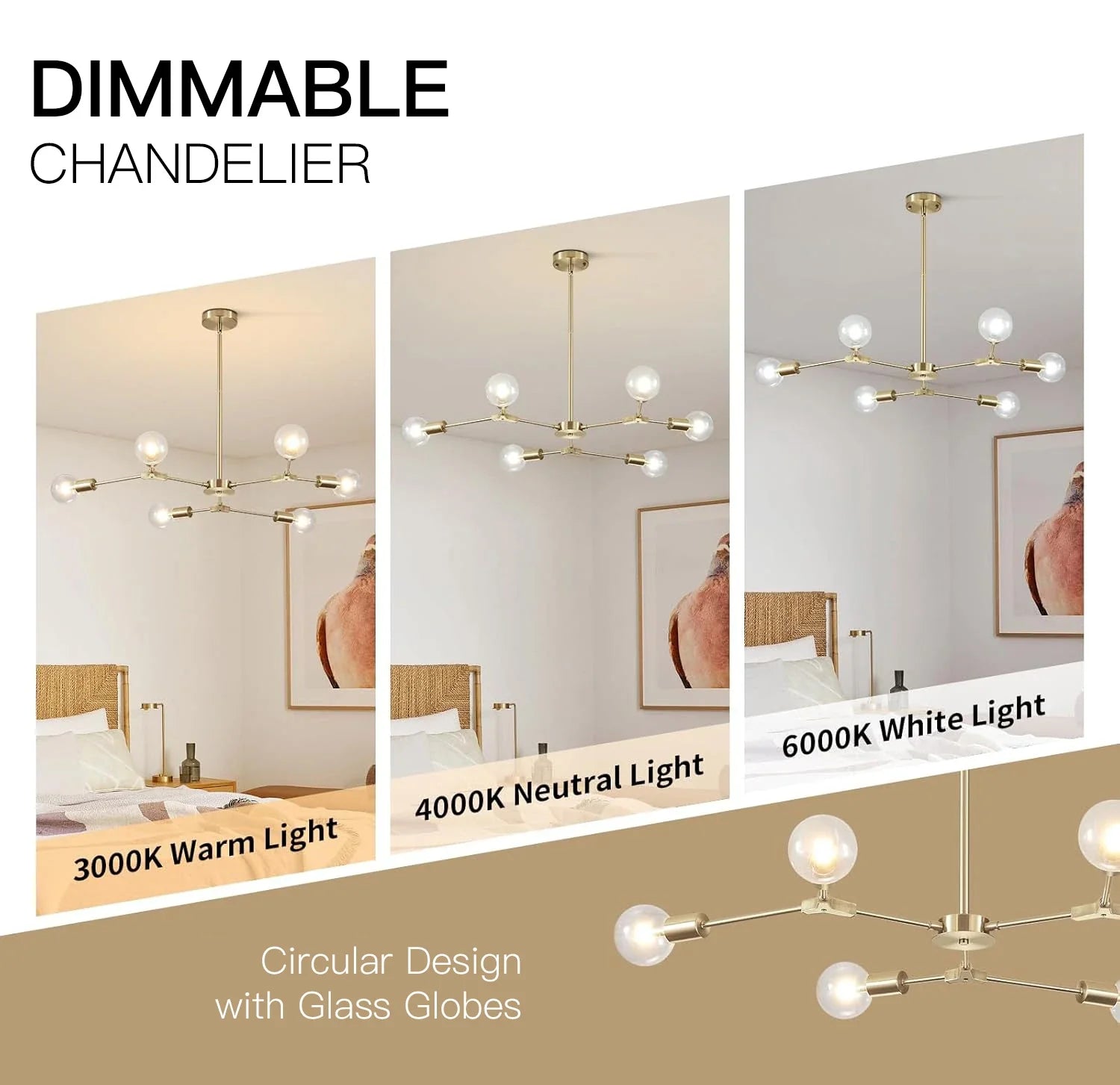 Modern Elegant Brushed Brass Globe Chandelier-—Sofary Lighting