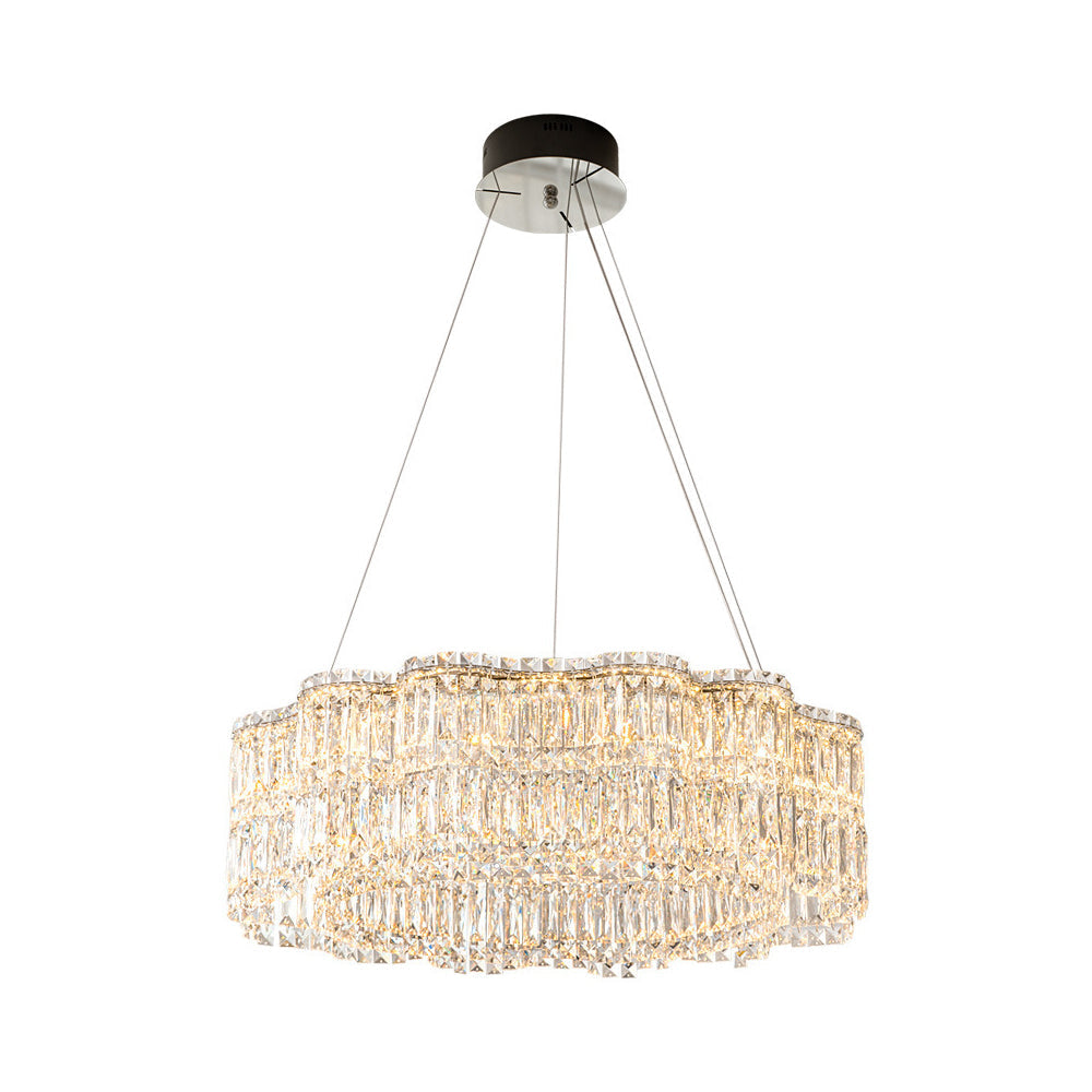 Modern Floral K9 Crystal Chandelier in Chrome - Sofary Lighting