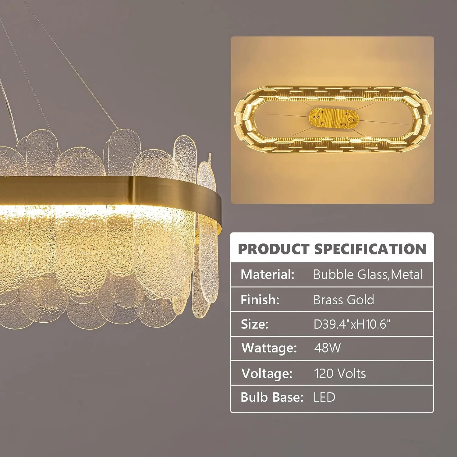 Modern Gold Rectangular Crystal Chandelier - Sofary Lighting