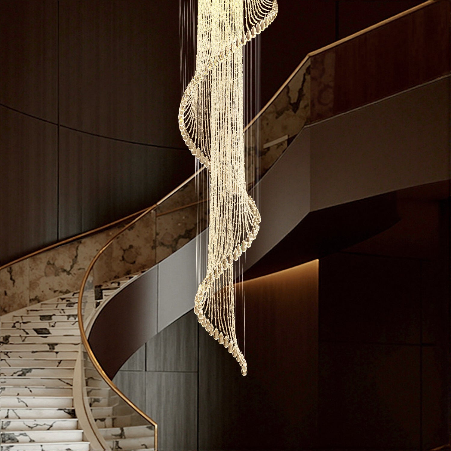 Modern Art Design Crystal Spiral Raindrop Chandelier Siljoy Lighting