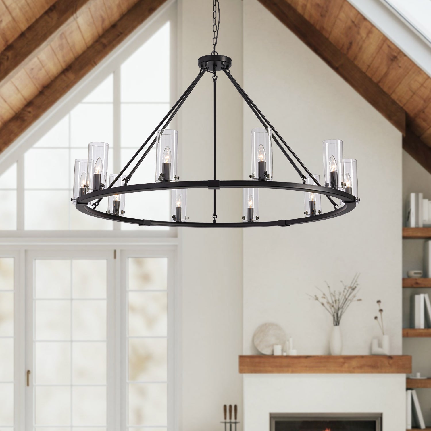 Modern Farmhouse Black Round Chandelier - Sofary Lighting