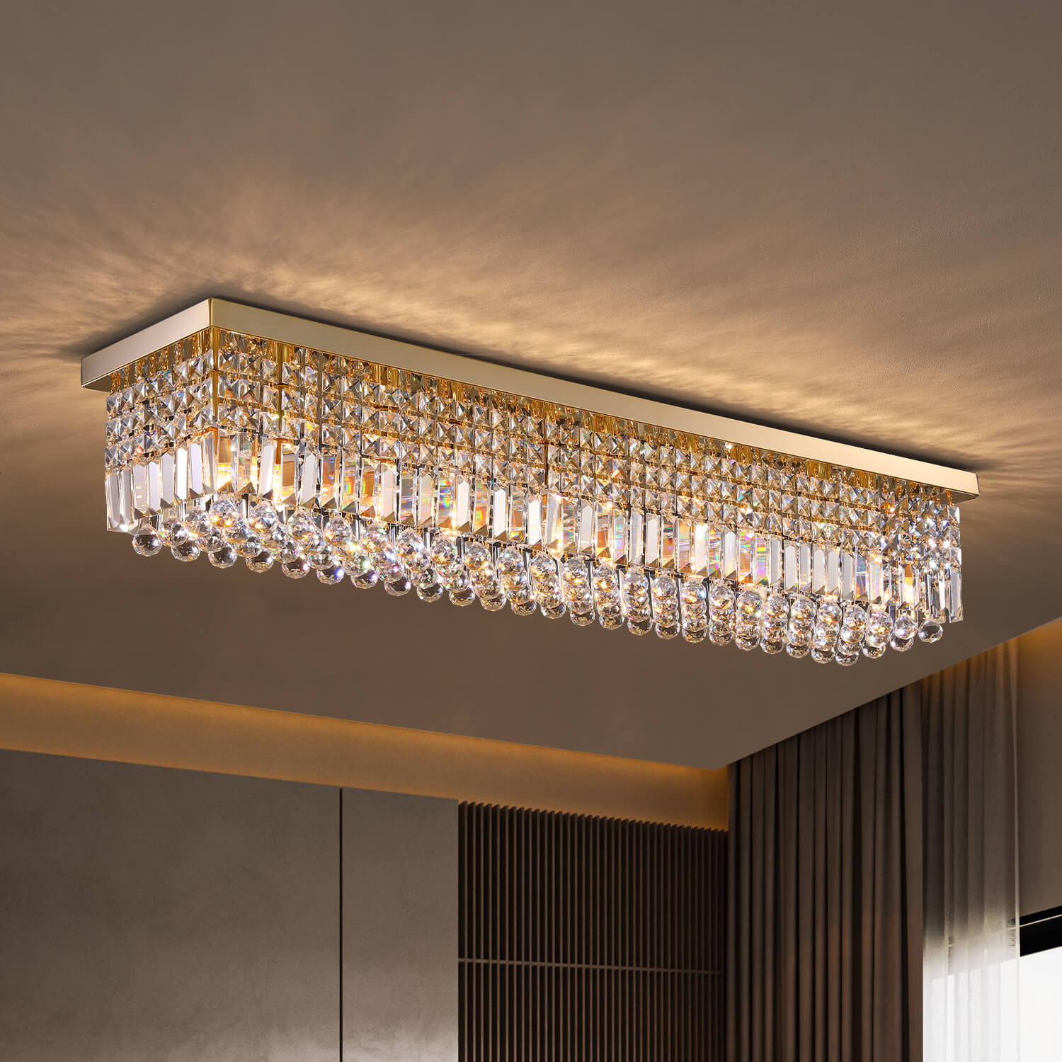 Orlina Luxury Gold Crystal Ceiling Light