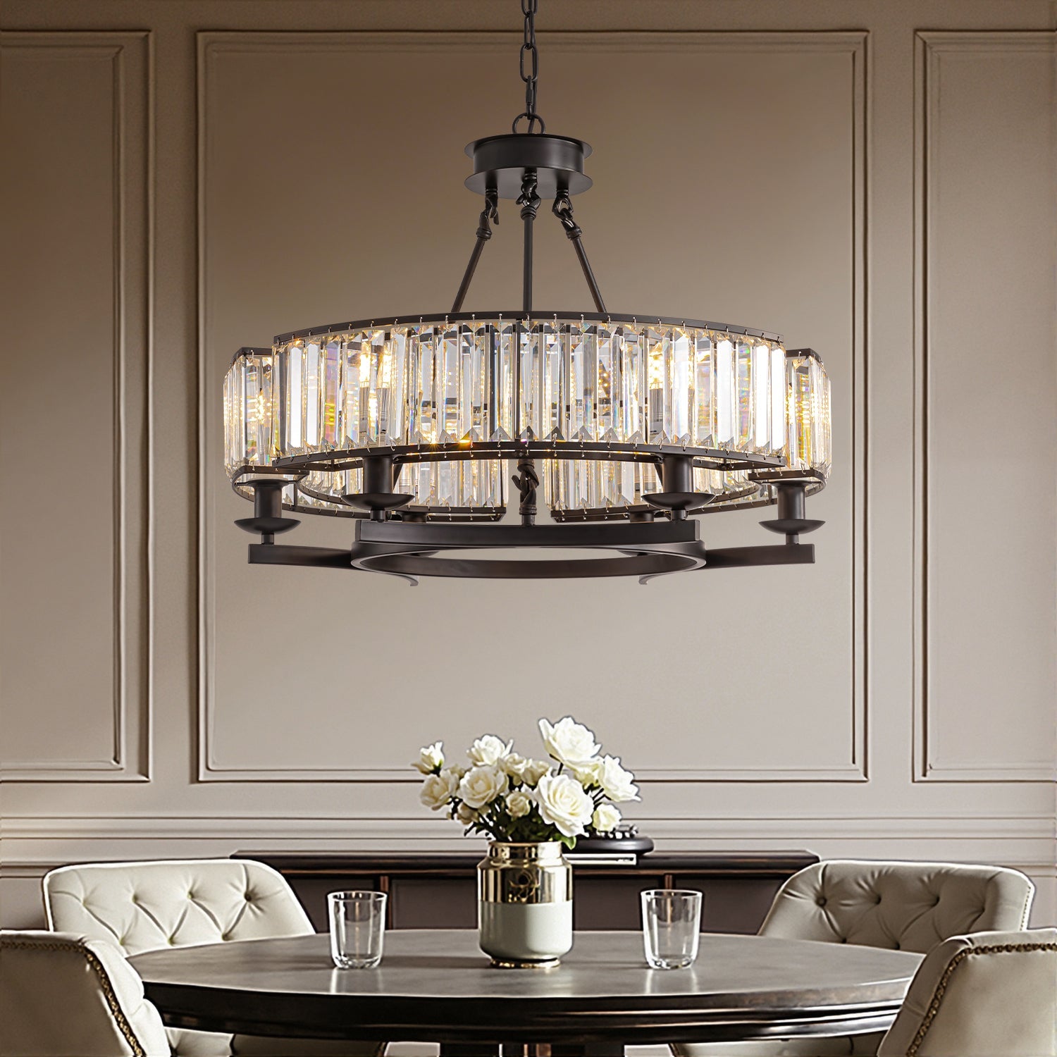Round Modern Rustic Crystal Chandelier 20251223 Siljoy Lighting
