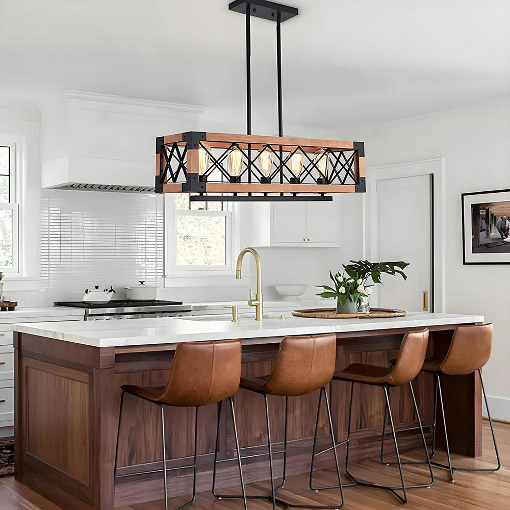 Rustic Beam 5-Light Farmhouse Chandelier - Sofary Lighting