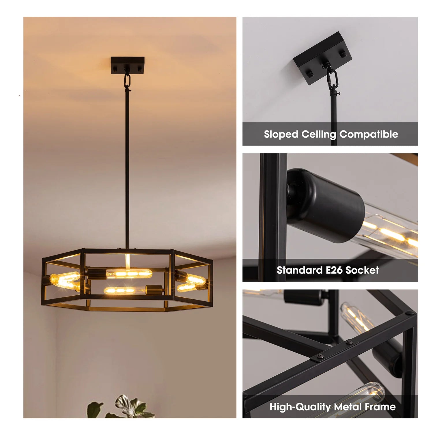 hexagon-industrial-black-lantern-drum-chandelier-ch396-20250606-sofary-lighting