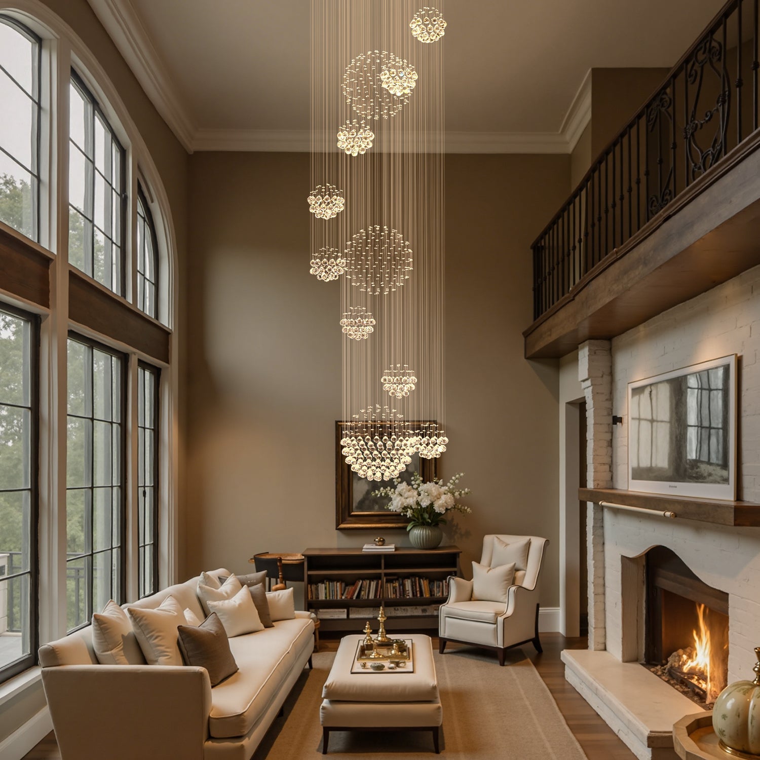 Luxury Solar System Spiral Raindrop Chandelier For Foyer and Entryway