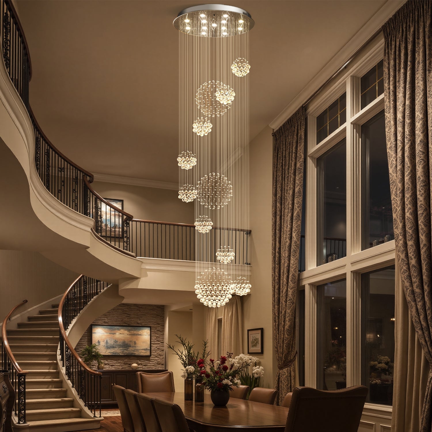 Luxury Solar System Spiral Raindrop Chandelier For Foyer and Entryway |Sofary