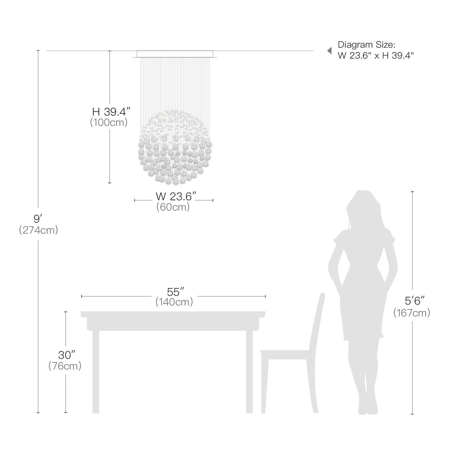 Raindrop Sphere Crystal Chandeliers for Dining Room - Ceiling Lights-Size | Sofary Lighting