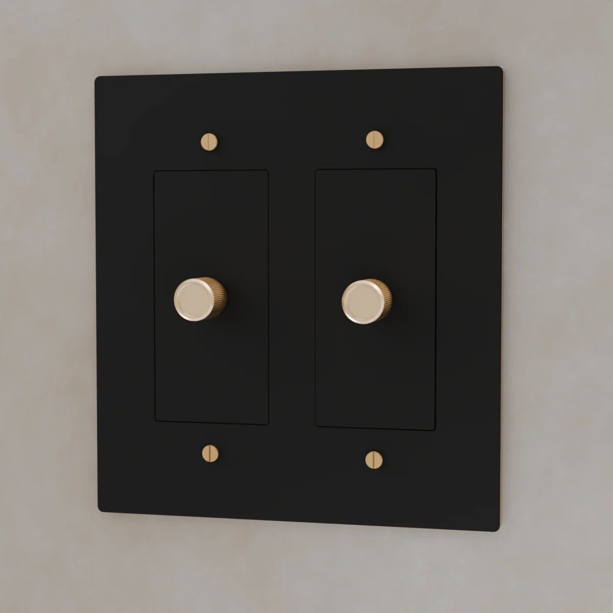 the-brass-3-way-rotary-dimmer-switch-night-black-with-brass-color-2-gang | Sofary Lighting