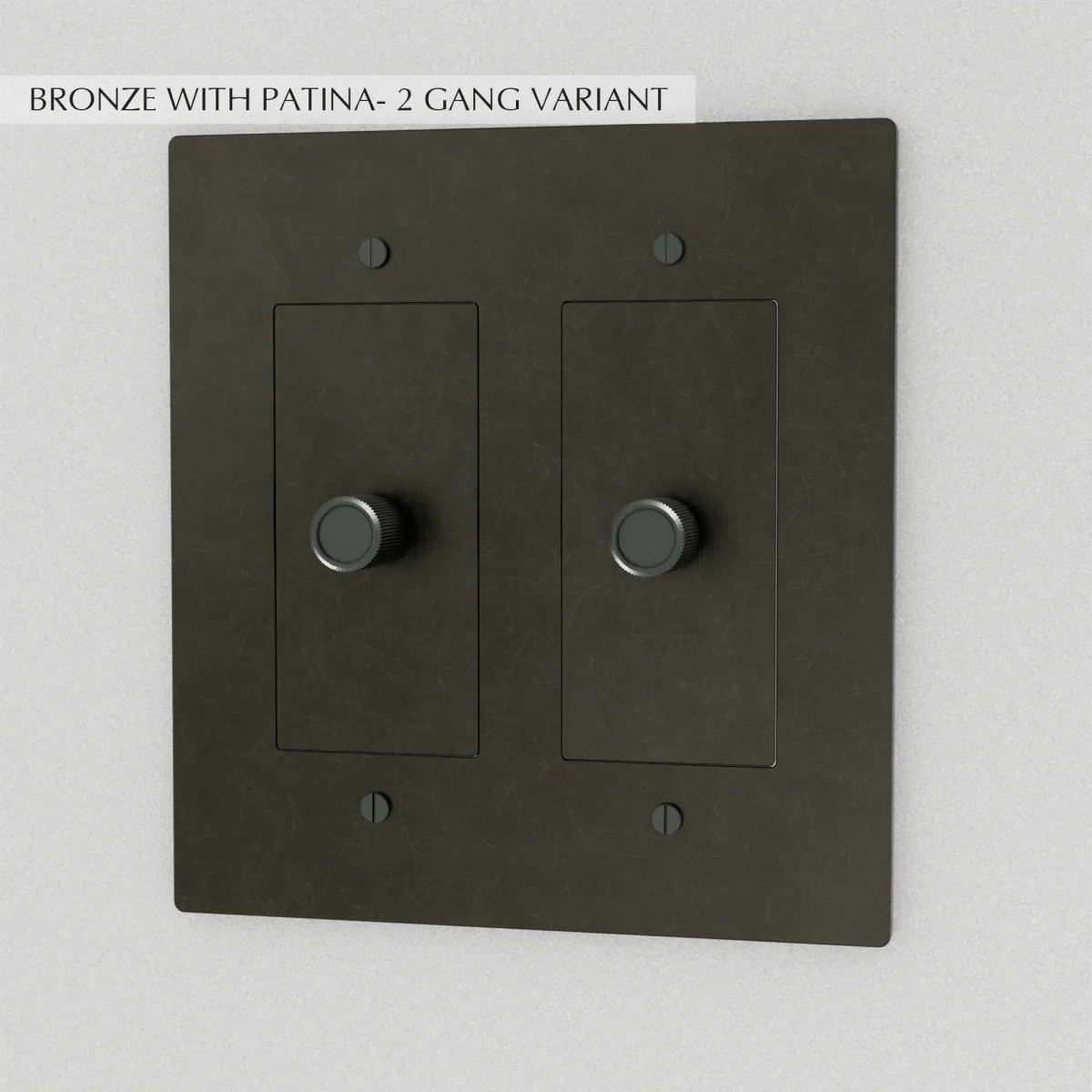 the-brass-dimmer-switch-2-gang-bronze-with-patina | Sofary Lighting