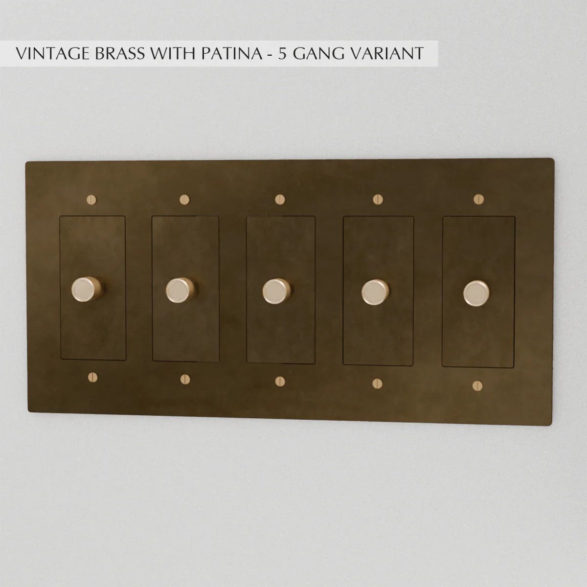 the-brass-dimmer-switch-5-gang-vintage-brass-with-patina | Sofary Lighting