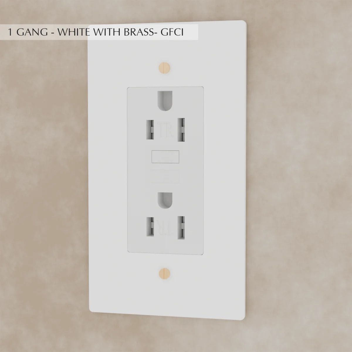 the-brass-outlet-white-with-brass-gfci-1-gang | Sofary Lighting