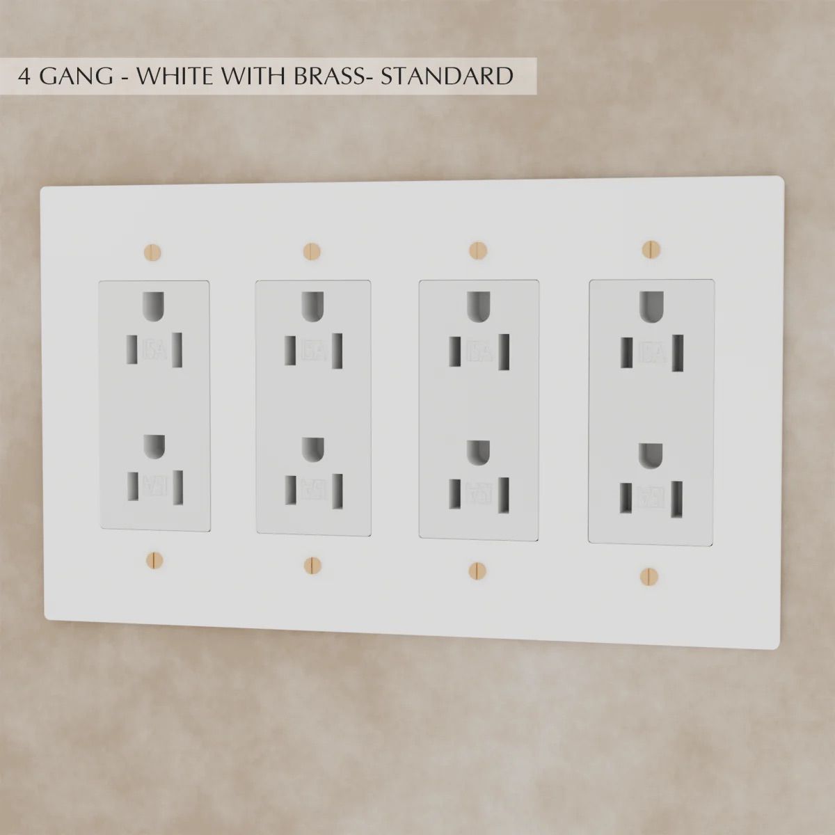 the-brass-outlet-white-with-brass-standard-4-gang | Sofary Lighting