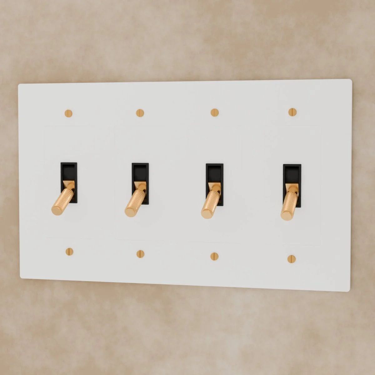 the-brass-toggle-switch-white-with-brass-4-gang | Sofary Lighting