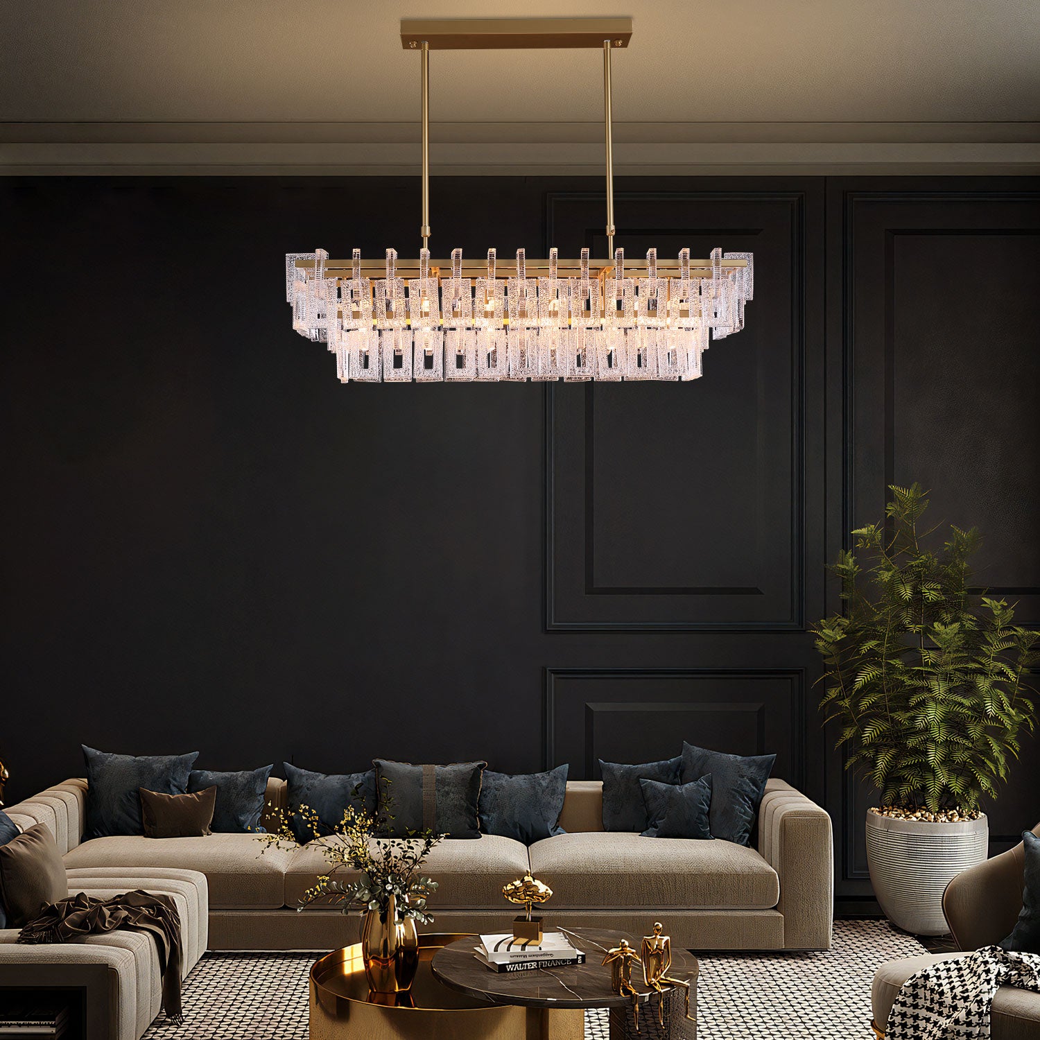 Crystal Rectangle Pendant Light