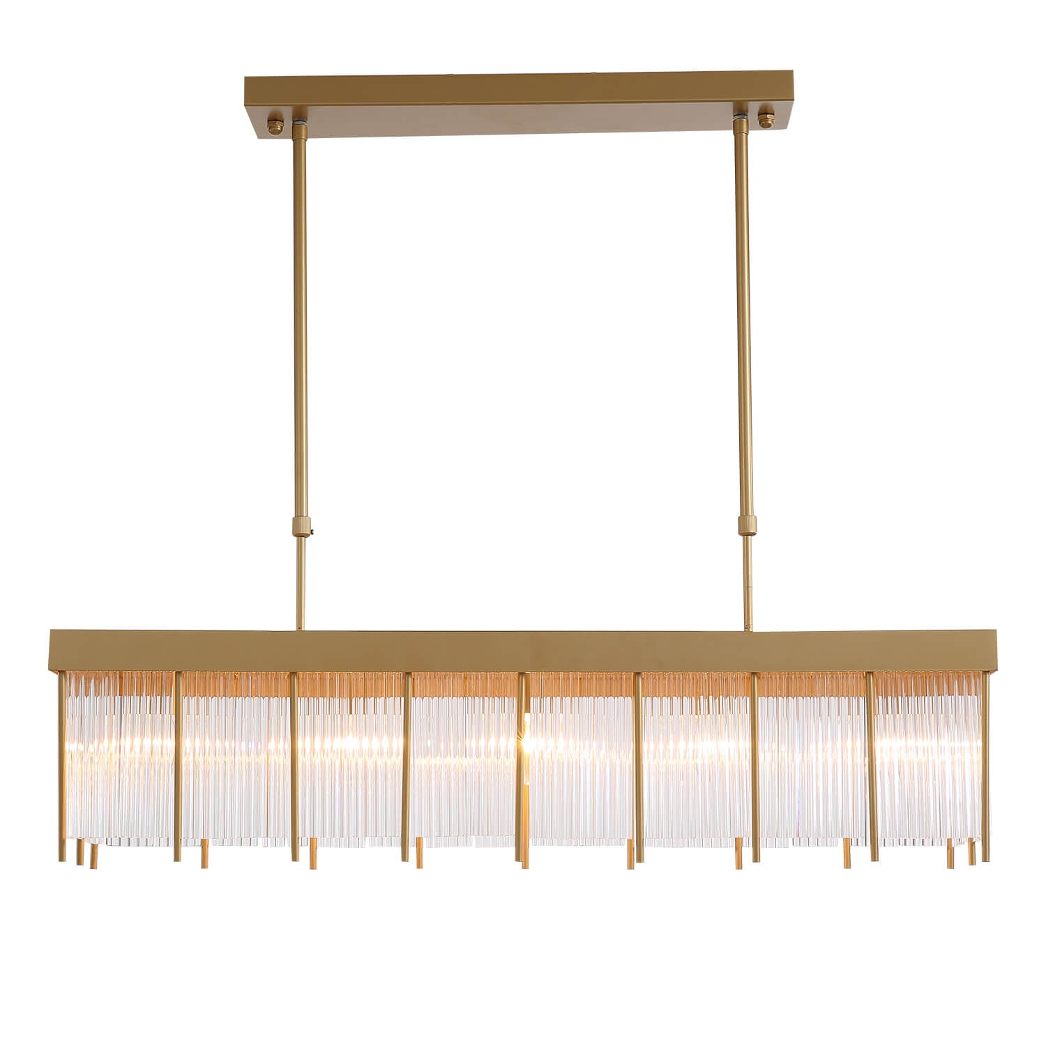 Rectangular Gold Frame Chandelier For Kitchen