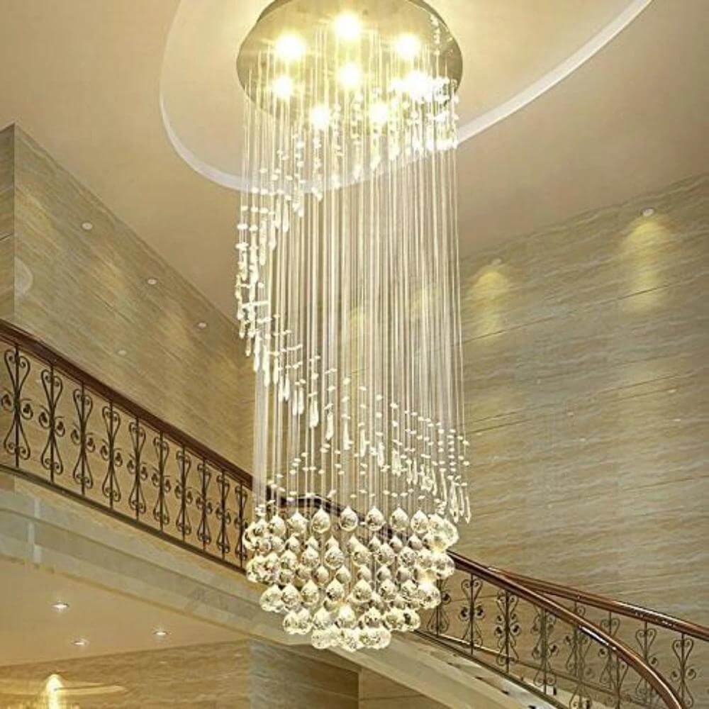 Modern-Chrome-Single-Ball-Spiral-Raindrop-Crystal-Chandeler-Staircase