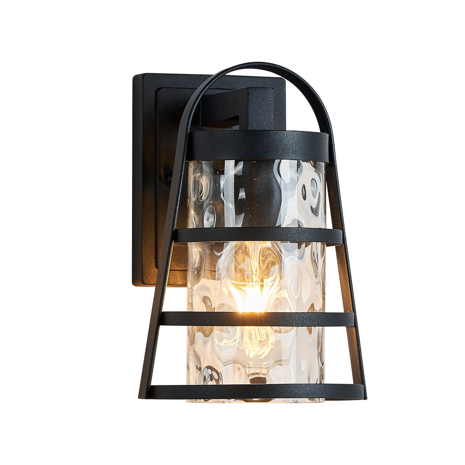 Outdoor Wall Light with Rippled Glass Lampshade