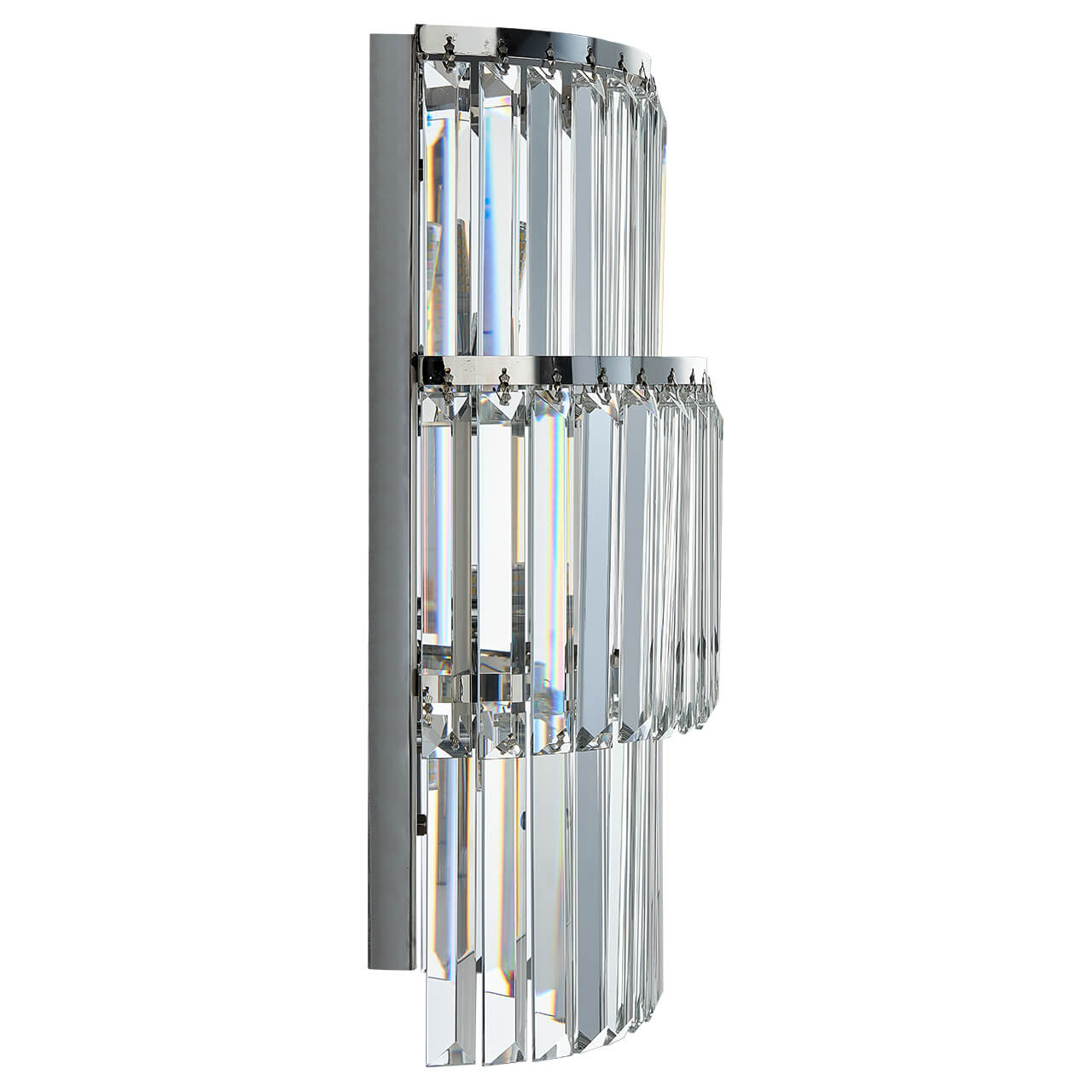 Silver Oval 3-layer Crystal Wall Lamp