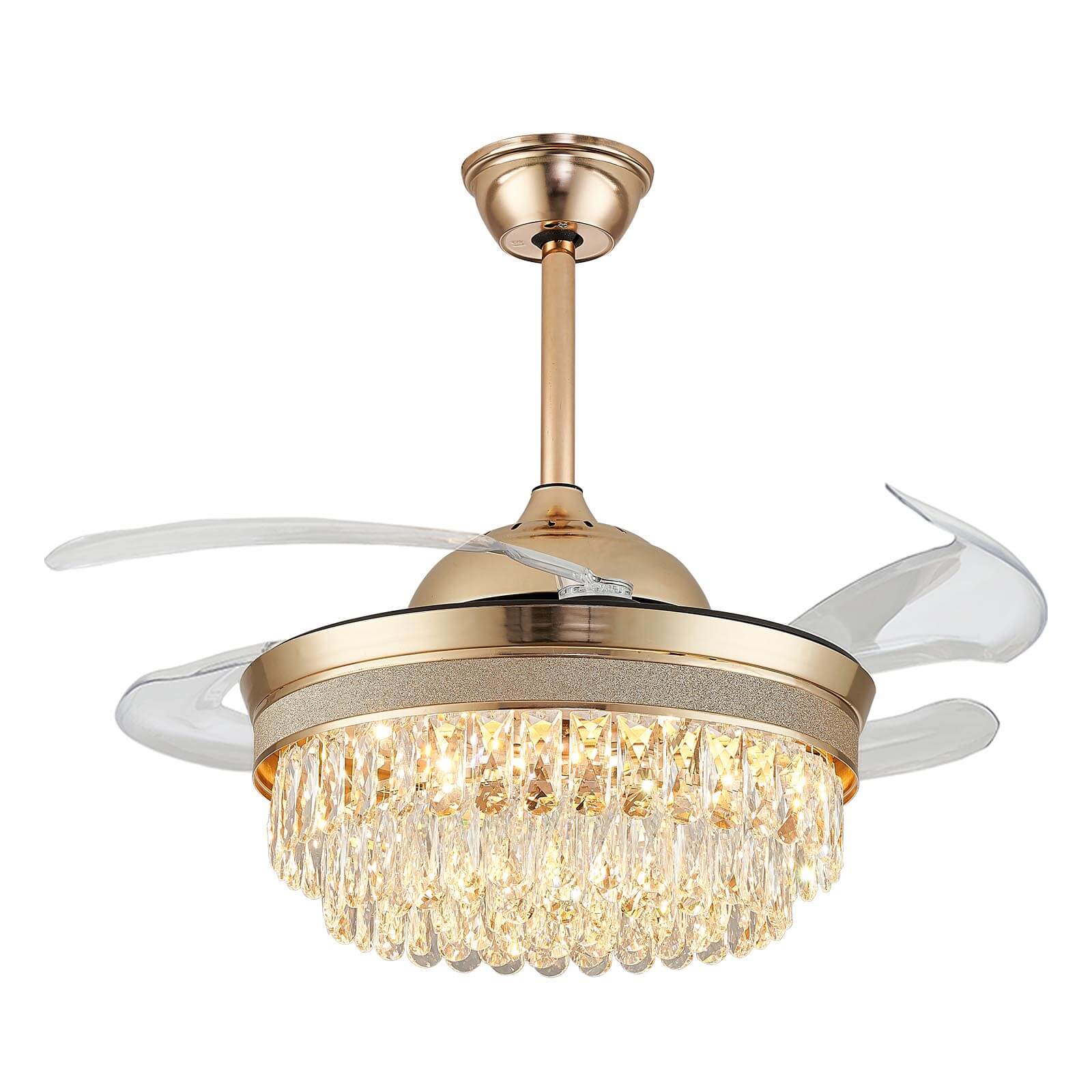 Top Rated French Golden Crystal Retractable Fandelier